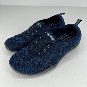 Skechers Womens 23028 Blue Air Cooled Memory Foam Slip On Knit Size 5.5 Sneakers